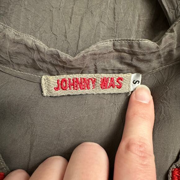 Johnny Was Women’s Tunic Top Small Slate Gray Embroidered Floral Boho Blouse - Picture 2 of 8